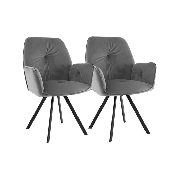 Costway 2pcs Swivel Velvet Accent Chairs Modern Arm Chairs W/metal Legs & Foot Pads Home Office Chairs Bedroom Gray