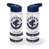 AFL Clear Tritan Drink Bottle 650ml - Carlton Blues - 4 Wrist Bands