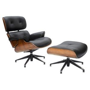 Sk Designer Living | Replica Eames Lounge Chair | 5 Star Ottoman - Black