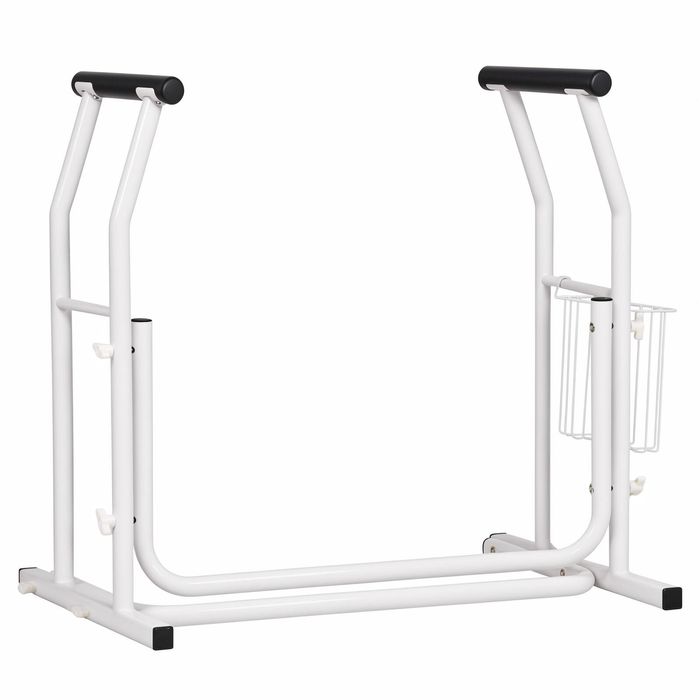 Advwin Toilet Safety Rails, Toilet Seat Riser with Storage Basket, 350lbs Toilet Safety Frame, for Elderly, Handicap, Disabled