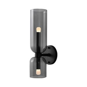 LumenSphere Calice 2-Light Wall Light - Black Finish, Smoke Glass, Iron Frame, E14 Base