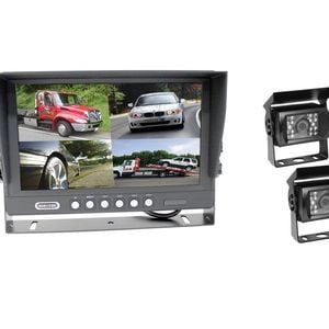 Elinz 9" Splitscreen Monitor 4PIN Colour CCD IR Rearview Reversing 2x Cameras Package - 2 Camera Package