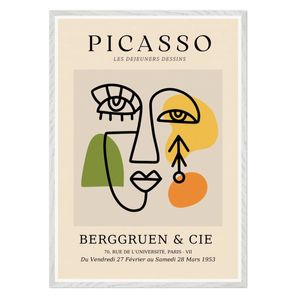 Galrie Stunning Picasso Les Dejeuners Dessins Abstract Art Poster for Home Decor, White Frame, A4 21 x 30cm (8 x 12inch)