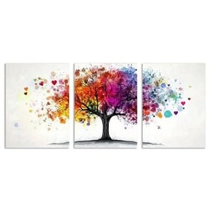 3pcs Tree Design with Vibrant Leaves & Hearts Print 100% Australian Made 3 x 40x60cm (Metal Print)