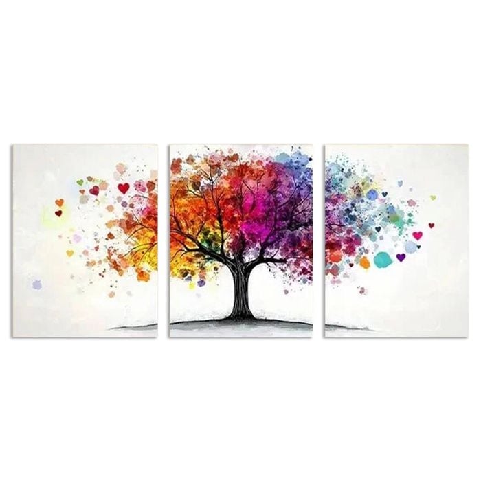 3pcs Tree Design with Vibrant Leaves & Hearts Print 100% Australian Made 3 x 40x60cm (Metal Print)