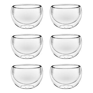 6pc Wilmax England Thermo Glass 120ml Double Wall Bowl - Clear