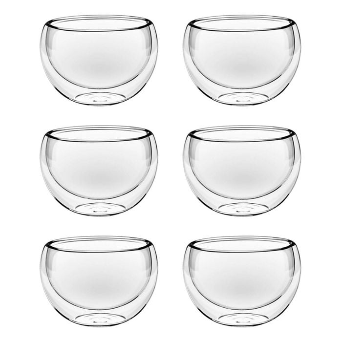 6pc Wilmax England Thermo Glass 120ml Double Wall Bowl - Clear