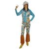 WOMENS HIPPIE COSTUME Fancy Dress 60s 70s Hippy Groovy Disco Retro Halloween - Orange | One Size | Polyester