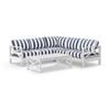 Kansas Outdoor Aluminium Corner Modular Lounge Set White With Coffee Table & Navy Stripe Cushions