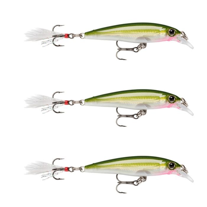 3x Rapala 6cm X Rap Jerkbait/Slashbait Hard Body Fishing Lures - Olive Gold