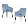 Familand Dining Chairs Set of 2 Velvet Armchair Upholstered Chair Metal Legs in Blue