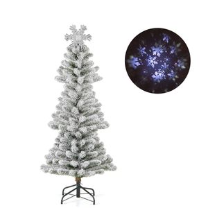 Costway 1.5M Flocked Christmas Tree w/Lighted Snowflake Topper Home Shop Carnival