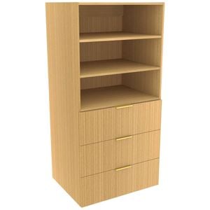 Lugna 1536 x 750 x 580mm Sand Ready to Assemble Robe Insert 2 Shelf 3 Drawer Unit