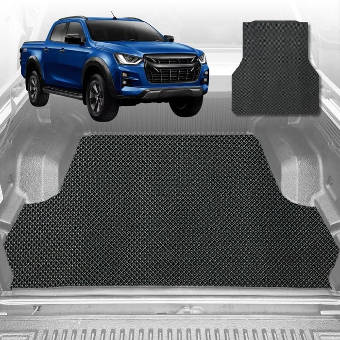 6D Diamond Ute Tub Mat for Isuzu D-Max Crew Cab (RT50/85) 2011-2020 (with spray on liner or no liner)-Black-Outback GT