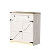 Advwin Led Farmhouse Sideboard Buffet Cabinet With Adjustable Shelf Drawer 2 Barn Doors,white