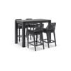Outdoor Hugo Ceramic 1.5M Rectangle Aluminium Bar Table With 4 X Hugo Rope Bar Stools-Charcoal W/ Carbon Grey Rope &  Denim Grey