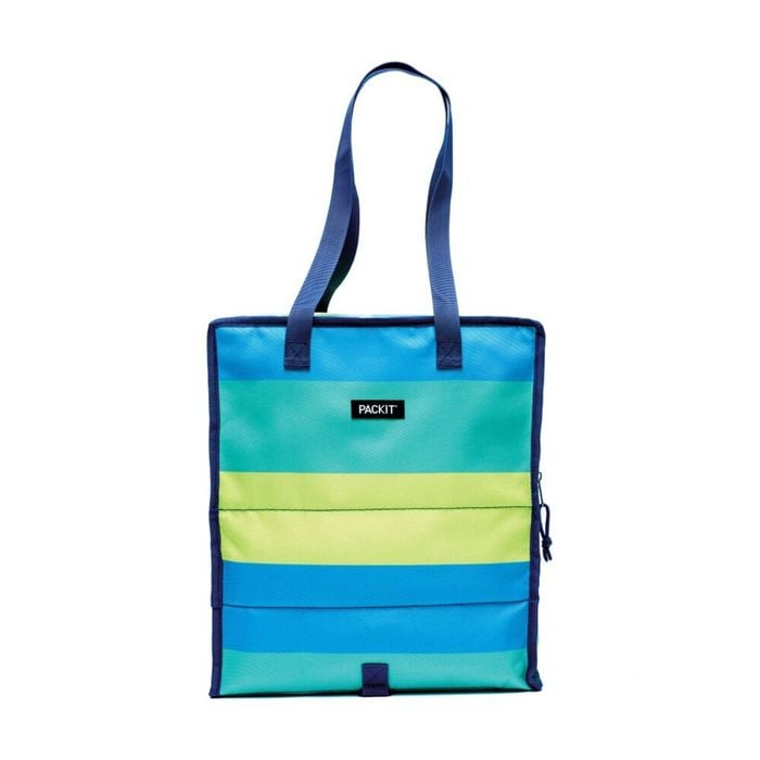 PackIt Insulated Freezable Gel Lined Grocery Tote Bag Keeps Food Fresh Blue