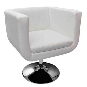 vidaXL French Leather Dining Armchair Retro Wingback Sofa Wing White Style