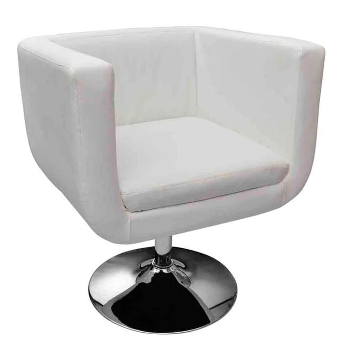 vidaXL French Leather Dining Armchair Retro Wingback Sofa Wing White Style