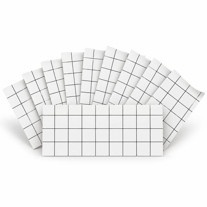 SOGA Peel & Stick Floor and Wall Tiles 30 x 60cm 10 Pack White Grid Tile Look