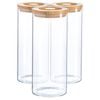 Argon Tableware Glass Storage Jar - Wood Lid - 1.5 Litre - 3x Modern Round Scandi Organisation Container Glass Jar