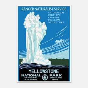 Galrie Vintage 1938 Yellowstone National Park Travel Poster Featuring Old Faithful Geyser, Poster Only, A0 84x 119cm (33x47inch)