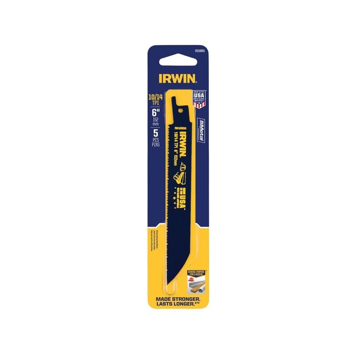IRWIN 152mm 10/14TPI Bi-Metal Fire And Rescue Reciprocating Saw Blade - 5 Pack