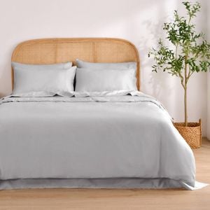 Dreamaker 1500TC Cotton Rich Sateen Quilt Cover Set Dove Grey King Single Bed