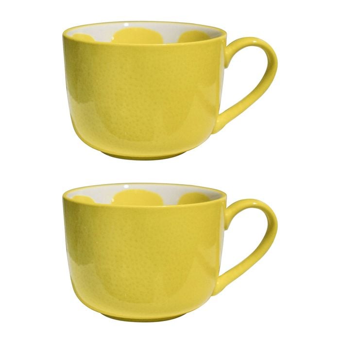 2pk Lvd Lemon Slice 14.5cm Ceramic Mug Coffee Cup W/ Handle