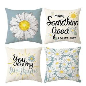 Catzon 4 Pcs Sunflower Throw Pillow Covers Summer Porch Home Decor 45X45cm-Set 3