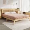Oikiture Wooden Bed Frame Rattan Headboard Double
