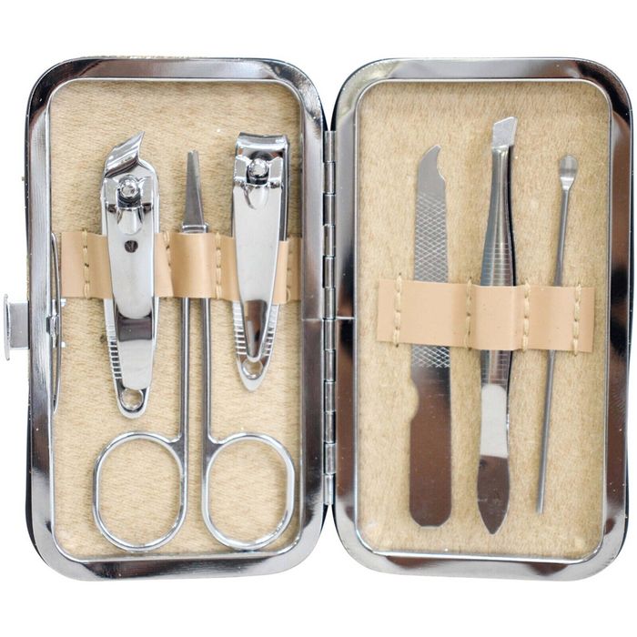 7pc LVD Metal/Plastic 10.5cm Manicure Set Clipper/Cuticle Kit Champagne Glitter