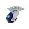 Easyroll 75mm 90kg Blue Elastic Rubber Swivel Plate Castor