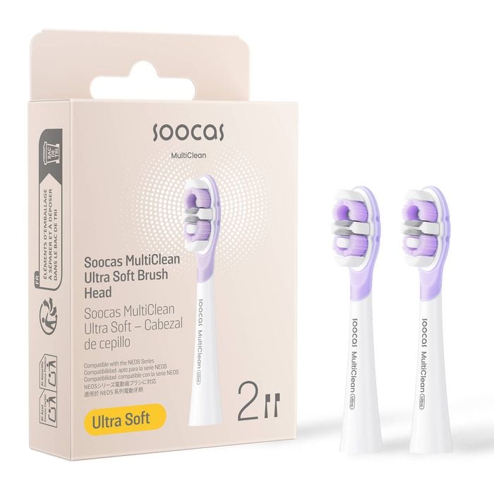 Soocas Neos Ii & Neos Ii Ultra Soft Toothbrush Head White Cv 2 Packs (t04)