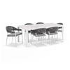 Alpine Outdoor Aluminium & Ceramic Table With 6 Finley Rope Stackable Chairs Frost White