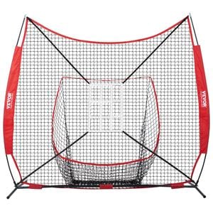 VEVOR Baseball Softball Practice Net Red Portable Training for Hitting Catching Pitching