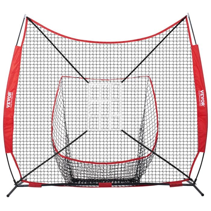 VEVOR Baseball Softball Practice Net Red Portable Training for Hitting Catching Pitching