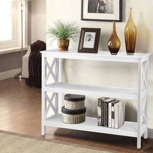 Homfurn White 3-tier Console Table 1m