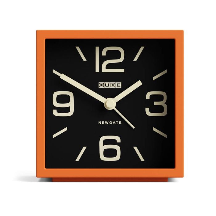 Newgate Cube Mantel Clock-pumpkin Orange