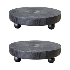 2x Paulownia Wood 25cm Trivet Kitchen/Dining Dish/Pot Round Stand MED Poppyseed