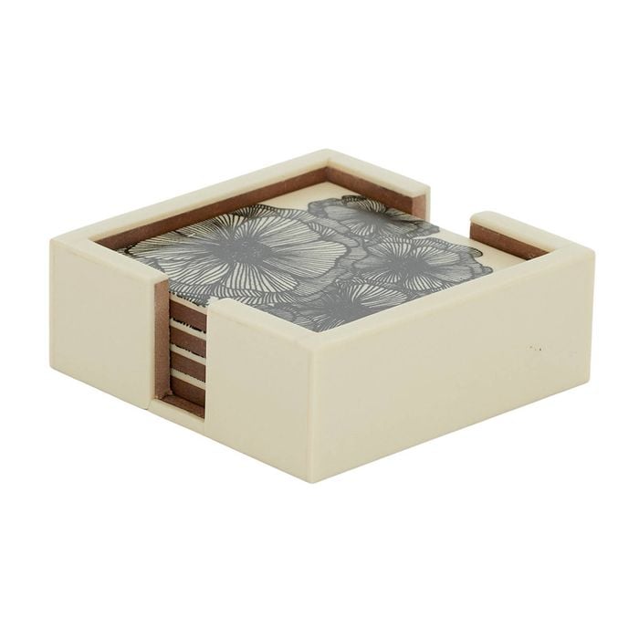 4pc Coast To Coast Home 10cm Floret Resin Sqaure Coasters w/Box