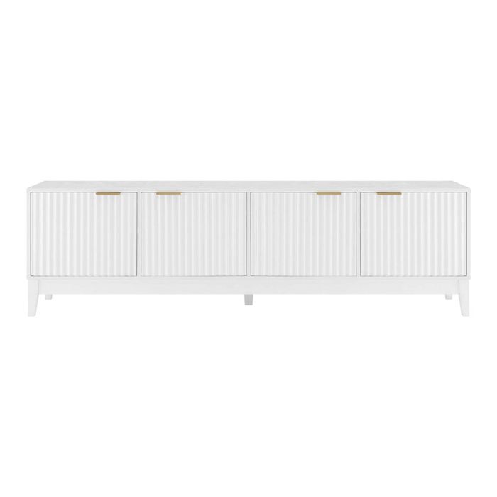 Design Square Raul Fluted Lowline TV Stand Entertainment Unit 180cm 4-Doors White