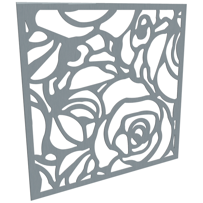 ProtectorAl 300-1200w x 300-1200h Silver Brushed/Gloss White Roses Unframed Composite Deco Panel