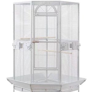 YES4PETS 161 cm XL Corner Bird Cage Pet Parrot Aviary Perch Castor Wheel Stand White