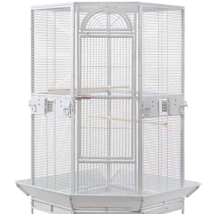 YES4PETS 161 cm XL Corner Bird Cage Pet Parrot Aviary Perch Castor Wheel Stand White