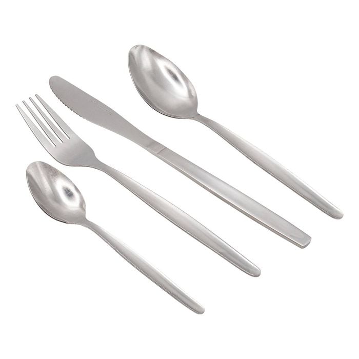 Argon Tableware Economy Silver Cutlery Set - 24 Piece Durable Rust Resistant Stainless Steel Finish Dishwasher Safe Flatware Set