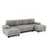 Advwin 280cm 4 Seater Sectional Sofa Chenille Fabric U Shape Couch Modern Sofa Couch with Double Chaise Light Grey