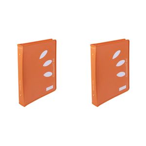 2x Colourhide 48cm Zipper Ring Binder File Holder Document Organiser Tangerine