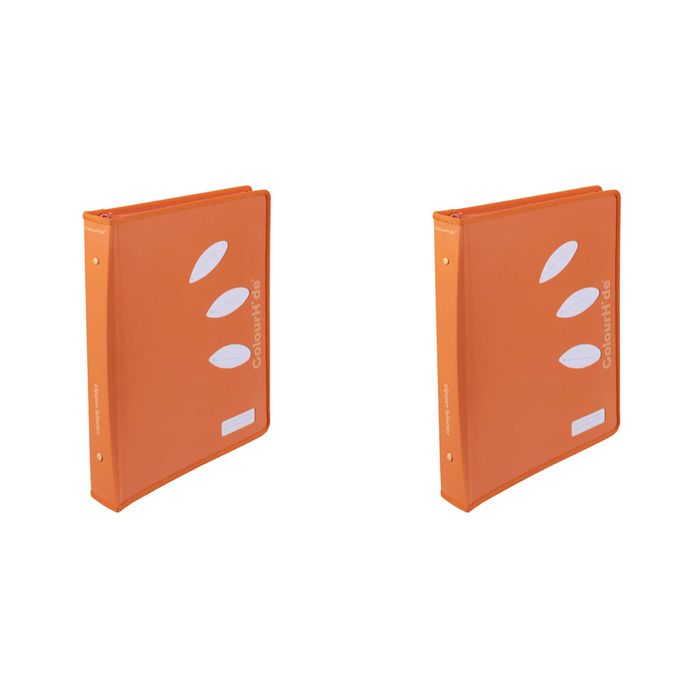 2x Colourhide 48cm Zipper Ring Binder File Holder Document Organiser Tangerine