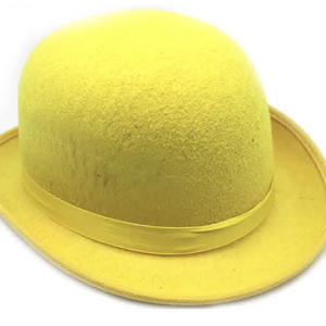 BOWLER HAT Party Vintage Costume Derby Felt Dance Halloween in Yellow